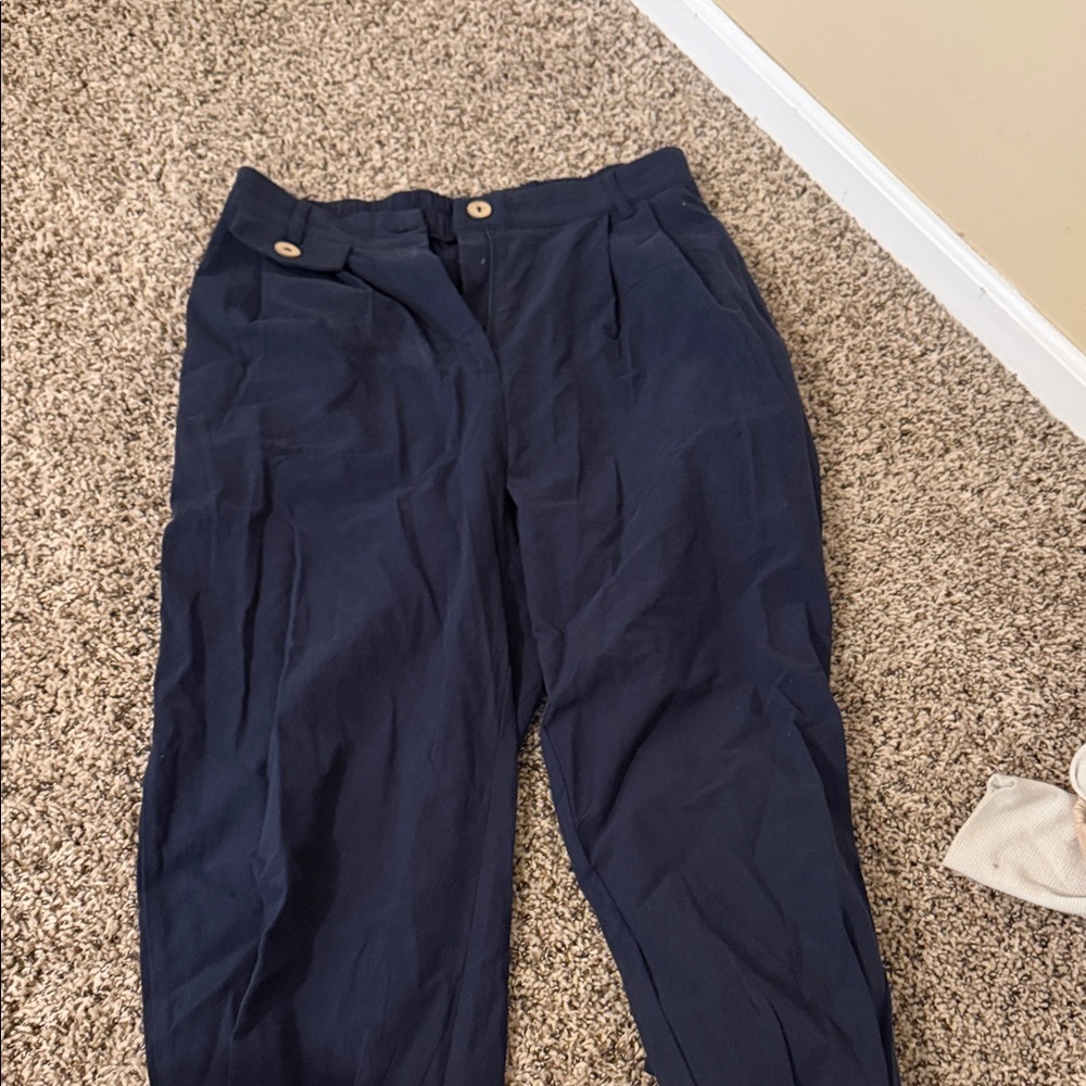 Women’s Navy Blue Casual Pleated Pants